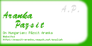 aranka pazsit business card